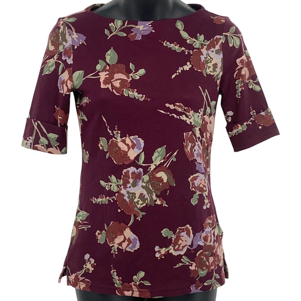 Lauren Ralph Lauren Womens Floral Size XS Extra Small Purple 3/4 Sleeve NWT New
